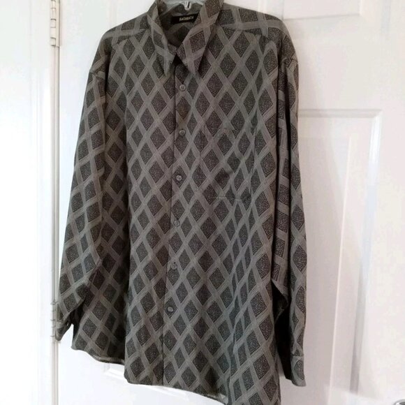 Bachrach Men's Black Geometric Print Long Sleeve Button Up Shirt XL - Picture 5 of 6